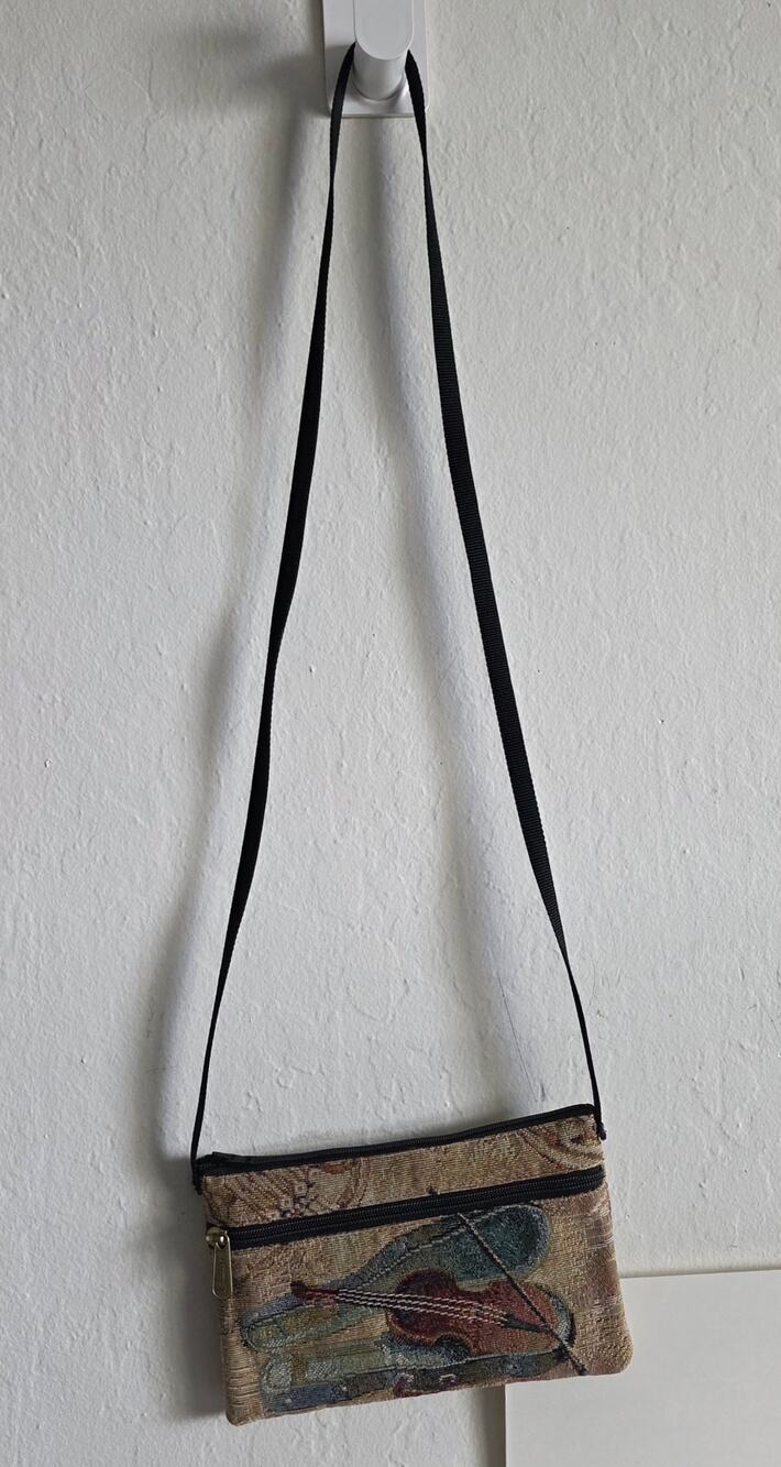Danny K Tapestry Violin Print Crossbody Bag Music Theme